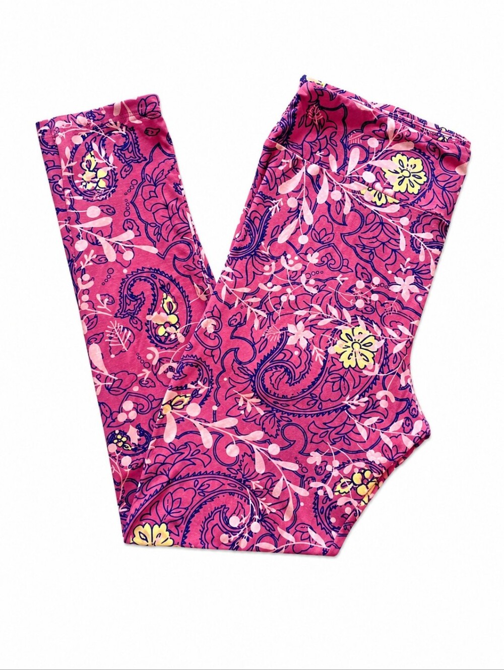 Lularoe Buttery Soft Floral Vibrant Pink and Purple Leggings Tall And Curvy TC